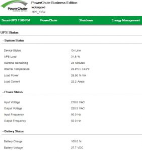 APC PowerShute: UPS Status. Battery Status.